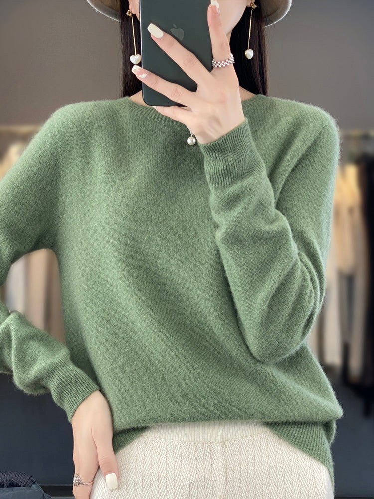 Aldora | Women's Relaxed Fit Knit Pullover Sweater — Soft Fuzzy Crew Neck in 14 Colors | Westmere
