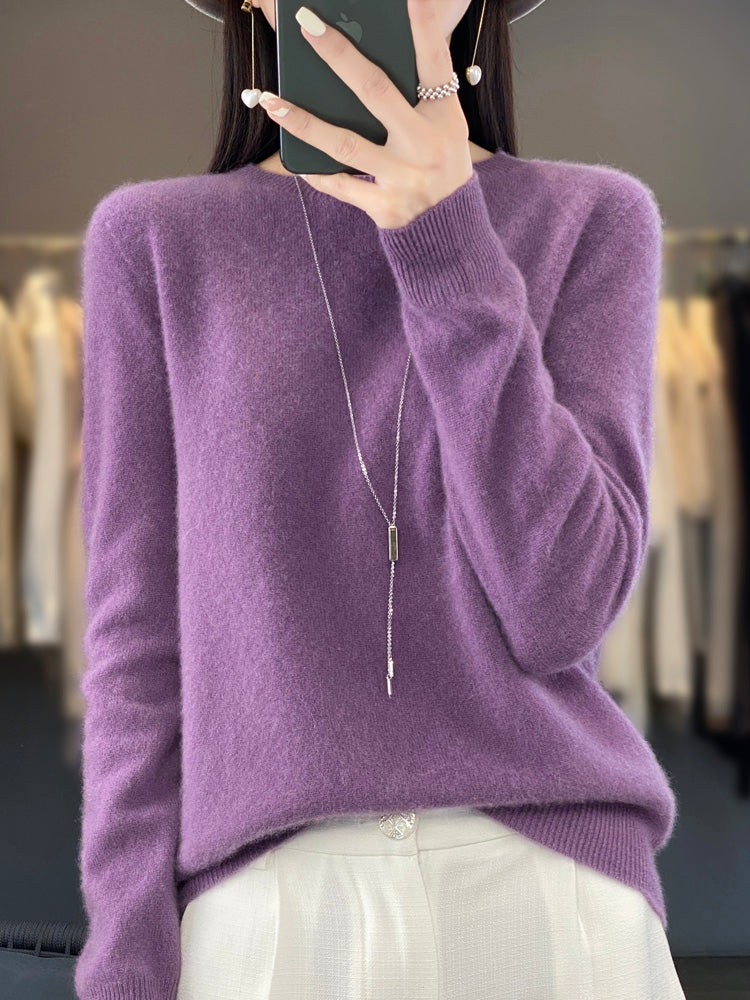 Aldora | Women's Relaxed Fit Knit Pullover Sweater — Soft Fuzzy Crew Neck in 14 Colors | Westmere