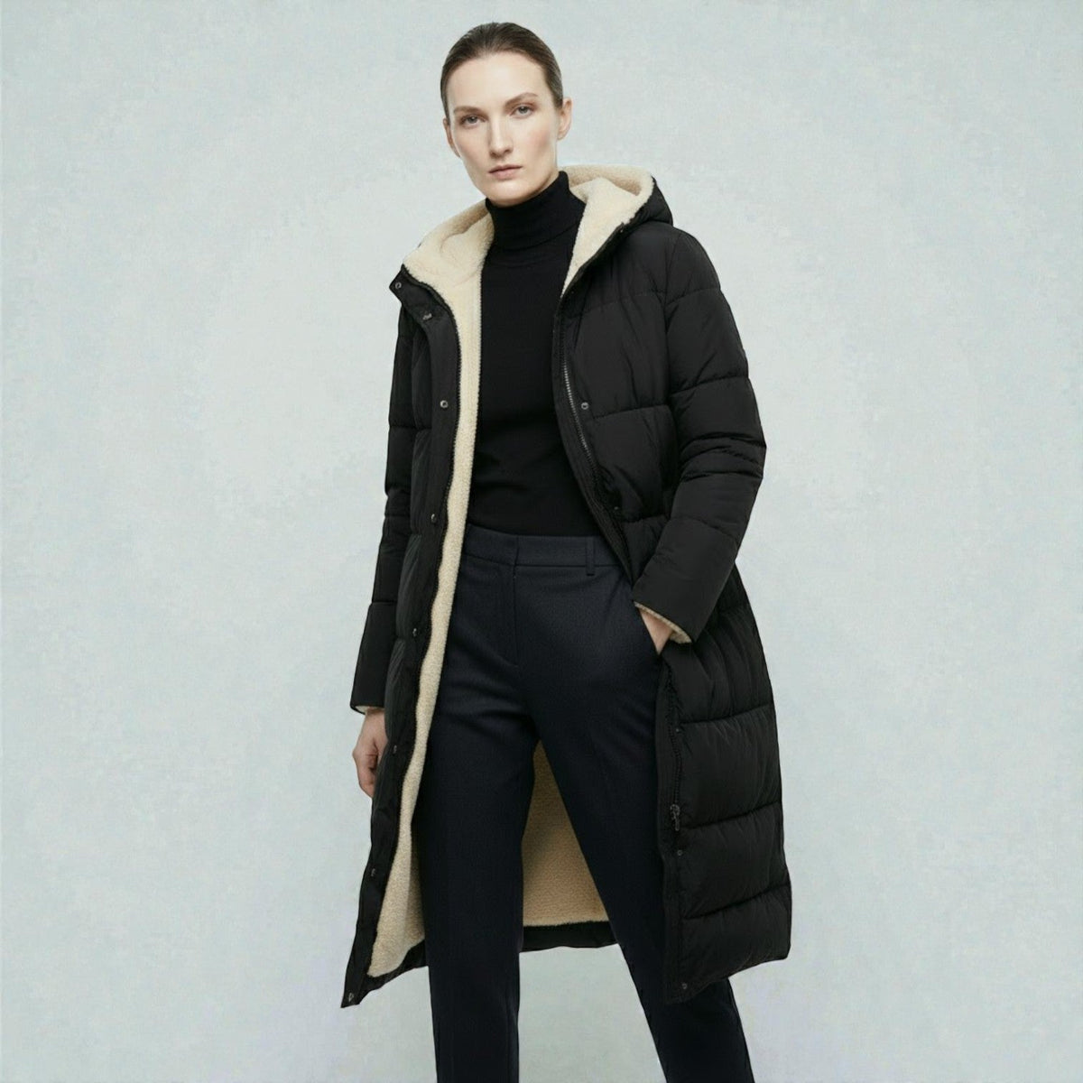 Alessia Womens Reversible Winter Jacket in Black