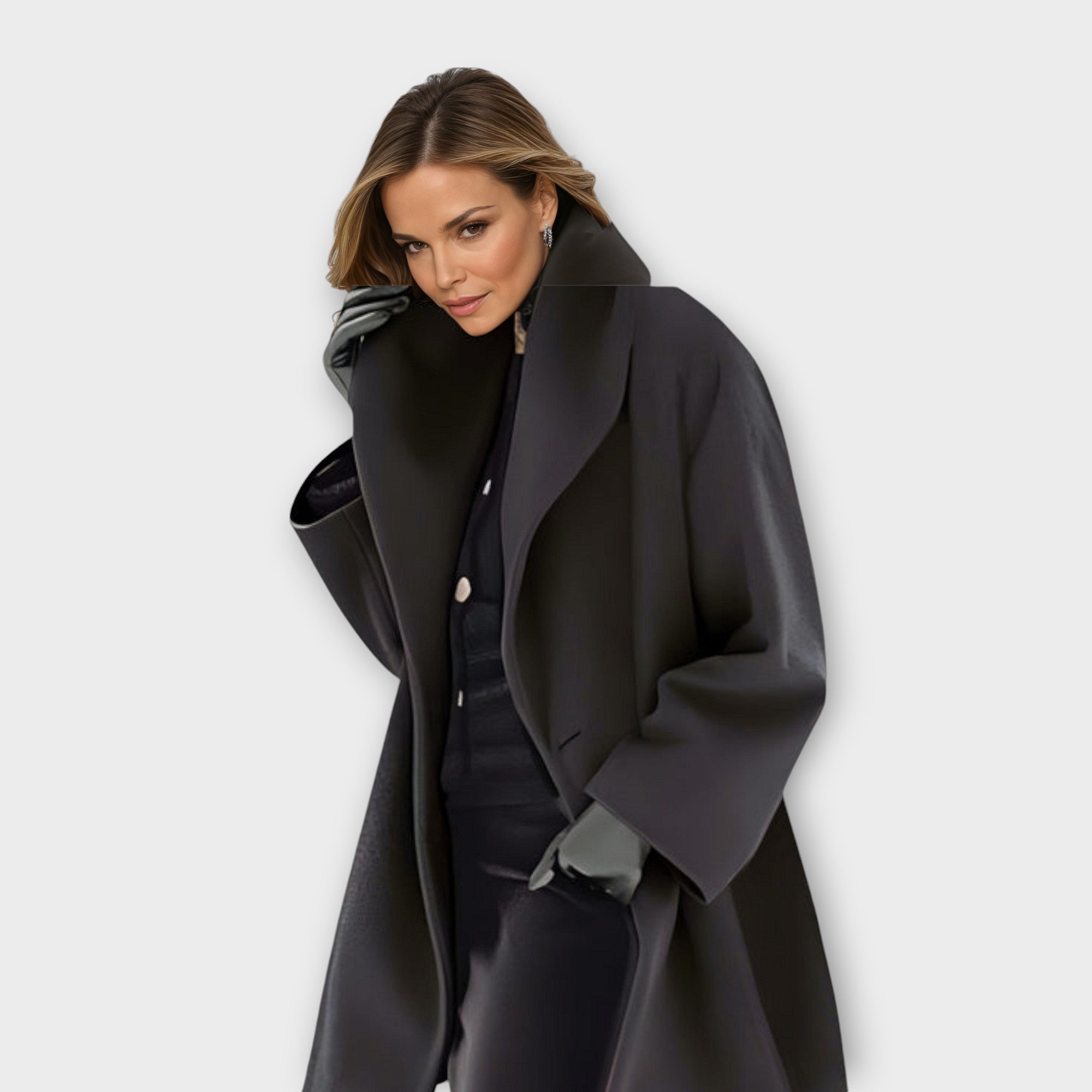Women’s Hooded Coat – Oversized Thigh-Length Fit – Cozy Statement Style