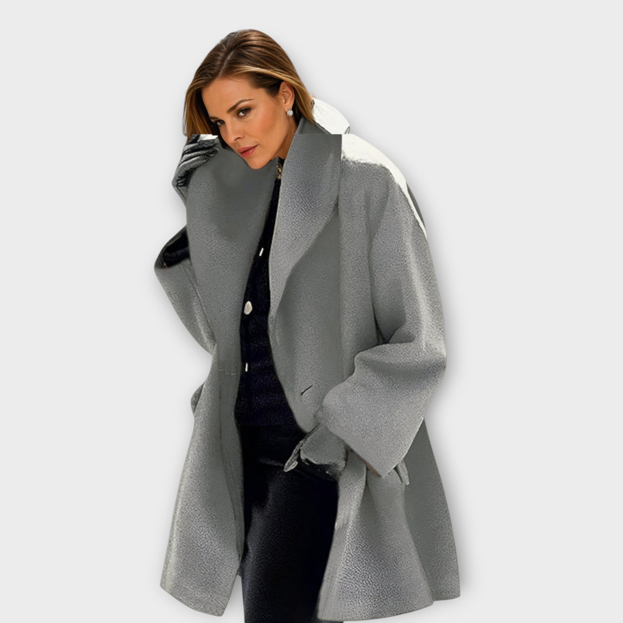 Women’s Hooded Coat – Oversized Thigh-Length Fit – Cozy Statement Style