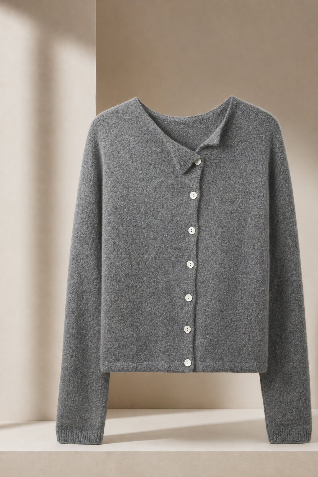 Amélise Womens Asymmetric Button Cashmere Blend Sweater