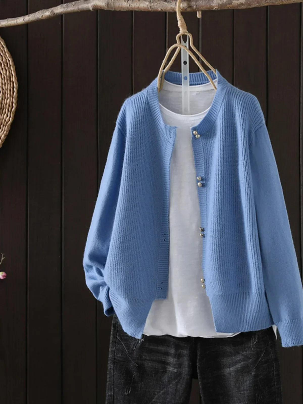 Arveth | Women's Button-Up Knit Cardigan — Pearl Button Round Neck Layer in 6 Colors | Westmere