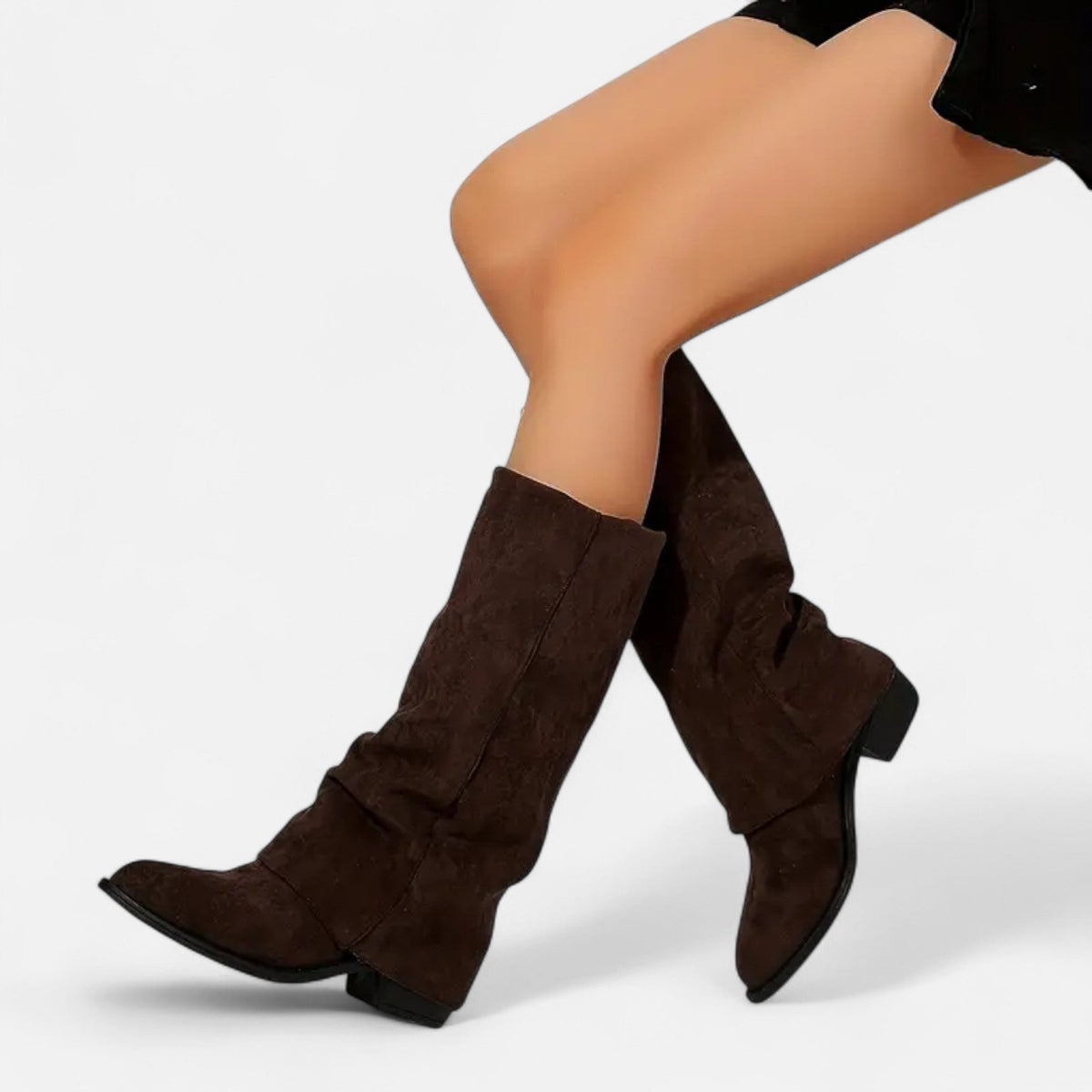 Emily Womens Knee High Boots with Chunky Block Heel