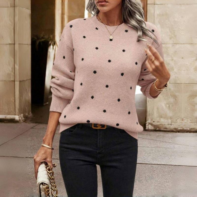 Women's Cozy Dot-Print Sweater, Relaxed Fit | Delicate Dotted Pattern, Soft Breathable Knit | 4 Colorways | S–XL