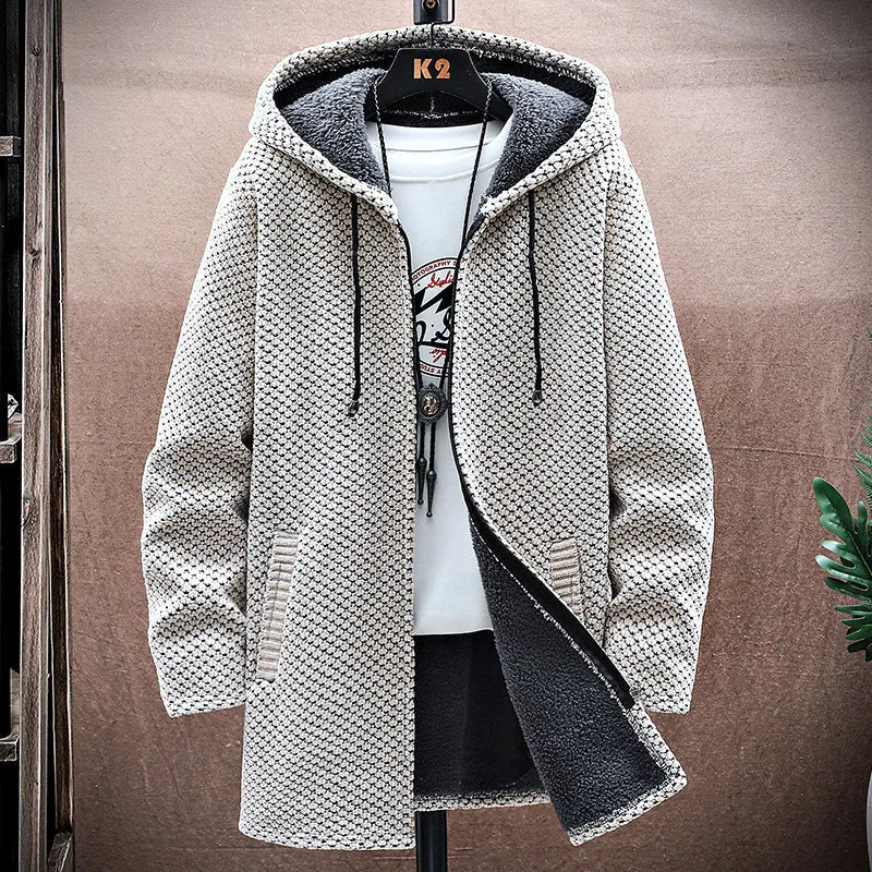 Seth Mens Wool Cashmere Blend Hooded Jacket in White