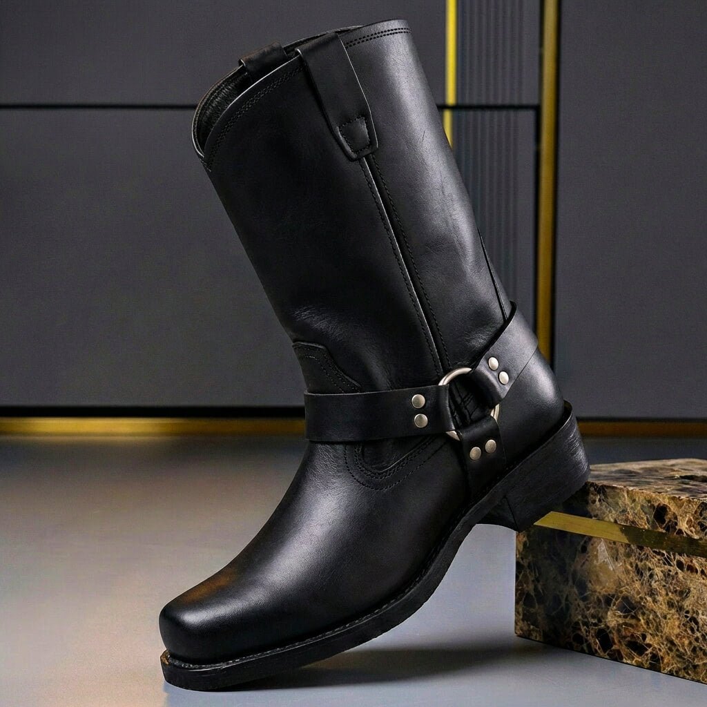 Victor Mens Genuine Leather Boots for Colder Days in Obsidian Black