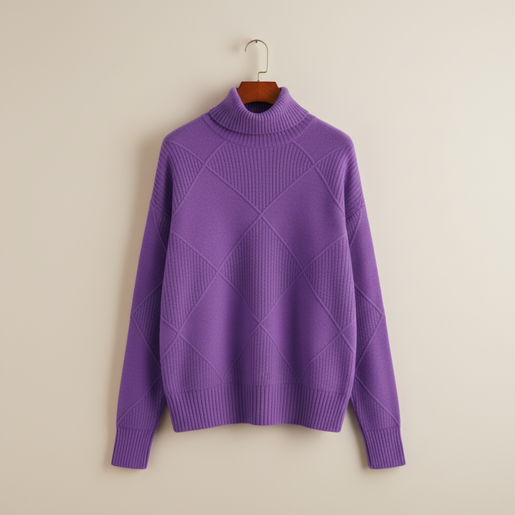 Calloway | Women's Diamond Knit Turtleneck Sweater — Raised Diamond Texture in 13 Colors | Westmere