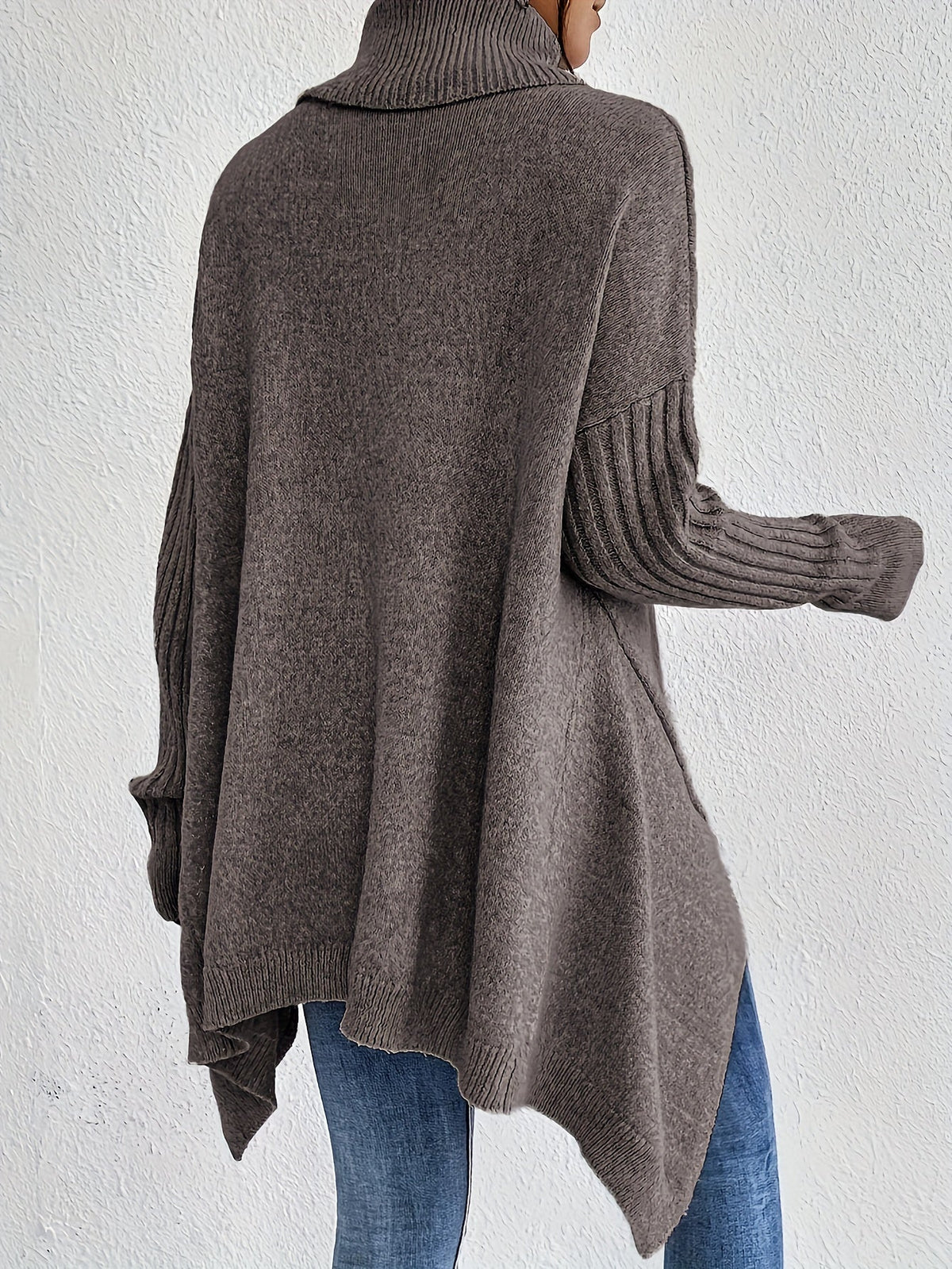 Celestia | Women's Oversized Turtleneck Sweater — Asymmetric Hem Knit Pullover in 5 Colors | Westmere