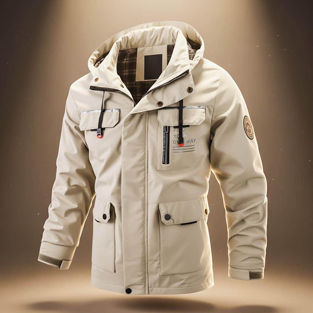 Evan Mens Hooded Winter Jacket in Off-White