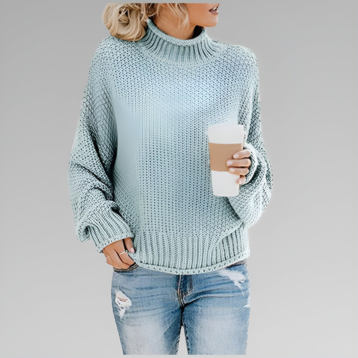 Cyrela | Women's Chunky Knit Turtleneck Sweater — Oversized Mock Neck Pullover in 9 Colors | Westmere