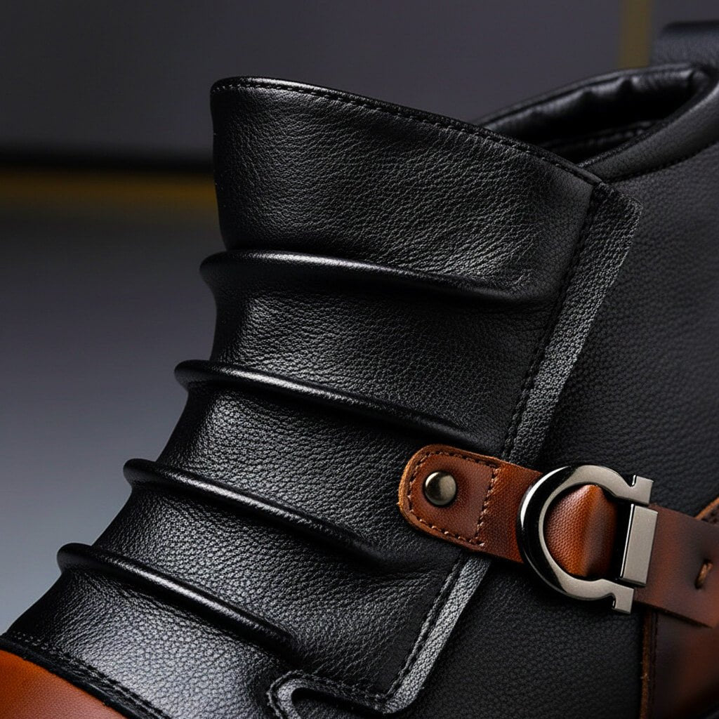 Willson Mens Italian Leather Boots with Metal Hardware