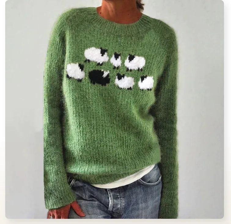 Delvina | Women's Fair Isle Colorblock Knit Sweater — Boat Neck Pullover with Yoke Stripe | Westmere