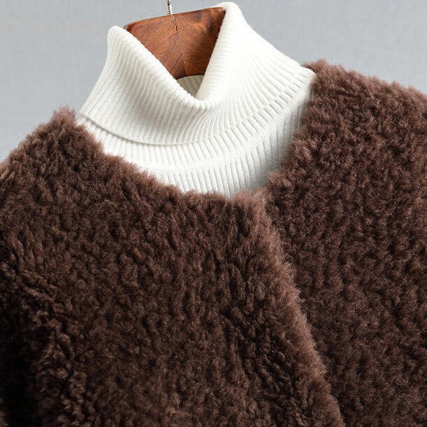 Olivia Womens Shearling Fur Coat