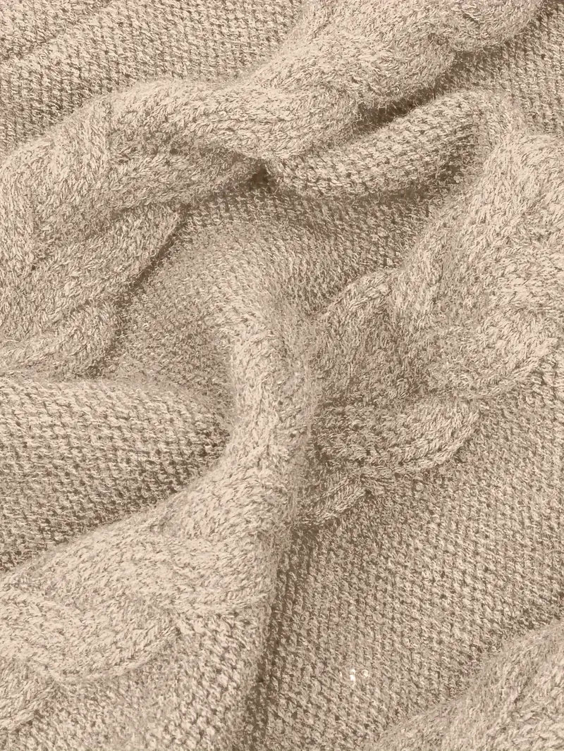 Women's Chunky Cable-Knit Turtleneck Sweater | Oversized Hip-Length Fit, Long Sleeves | 8 Colorways | One Size