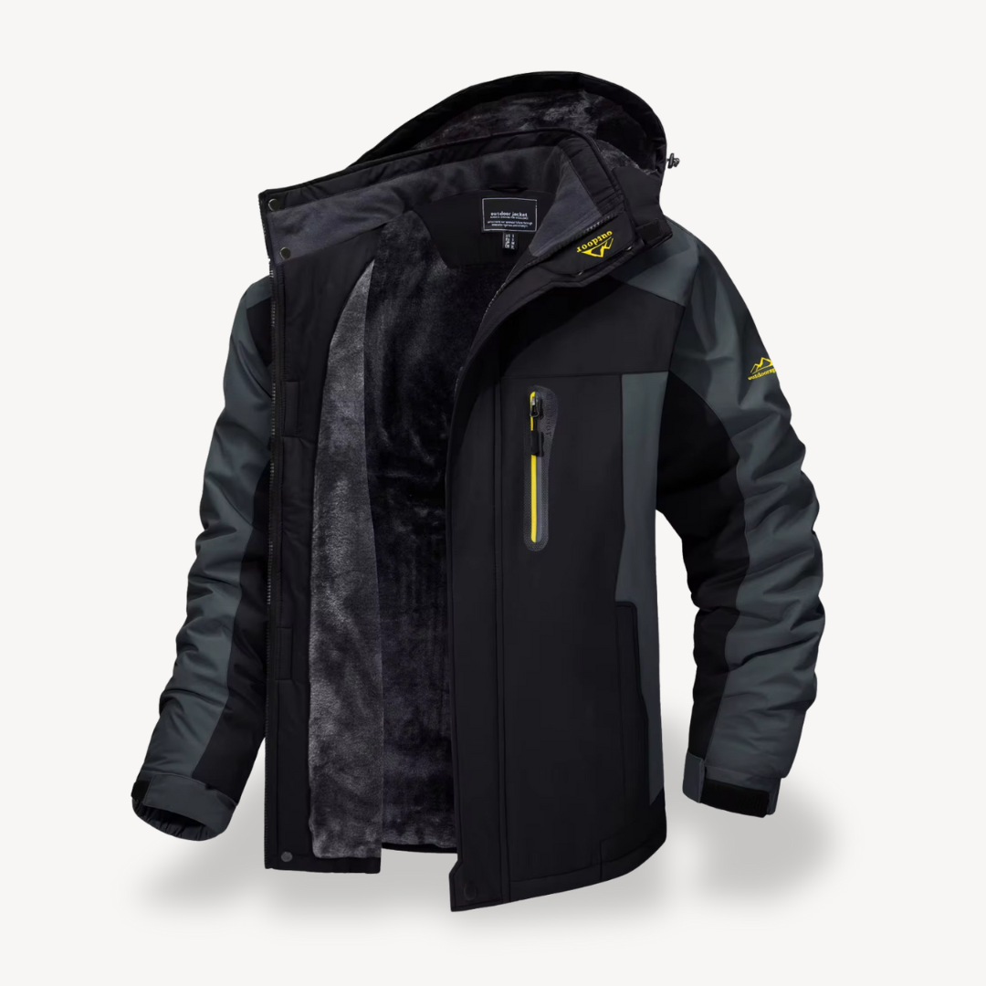 Jay Mens Fleece Lined Winter Jacket with Hood in Black