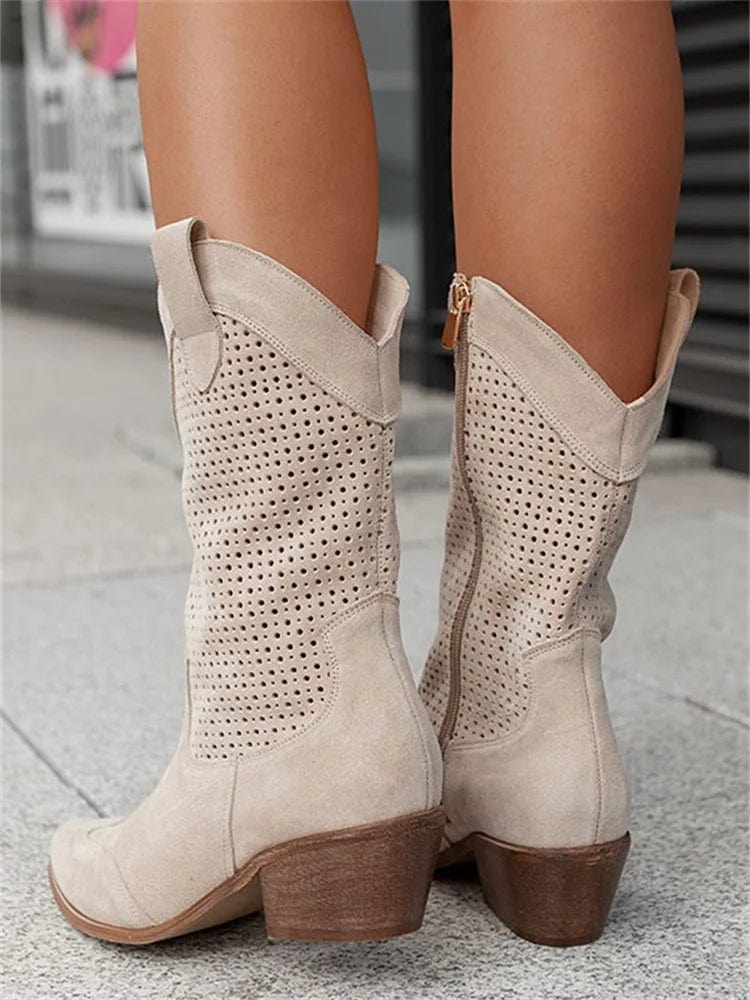 Taren Womens Western Boots with Perforated Panels