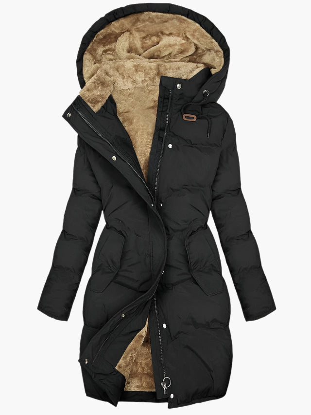 Quilted Hooded Knee-Length Puffer Coat for Women – Warmth And Comfort