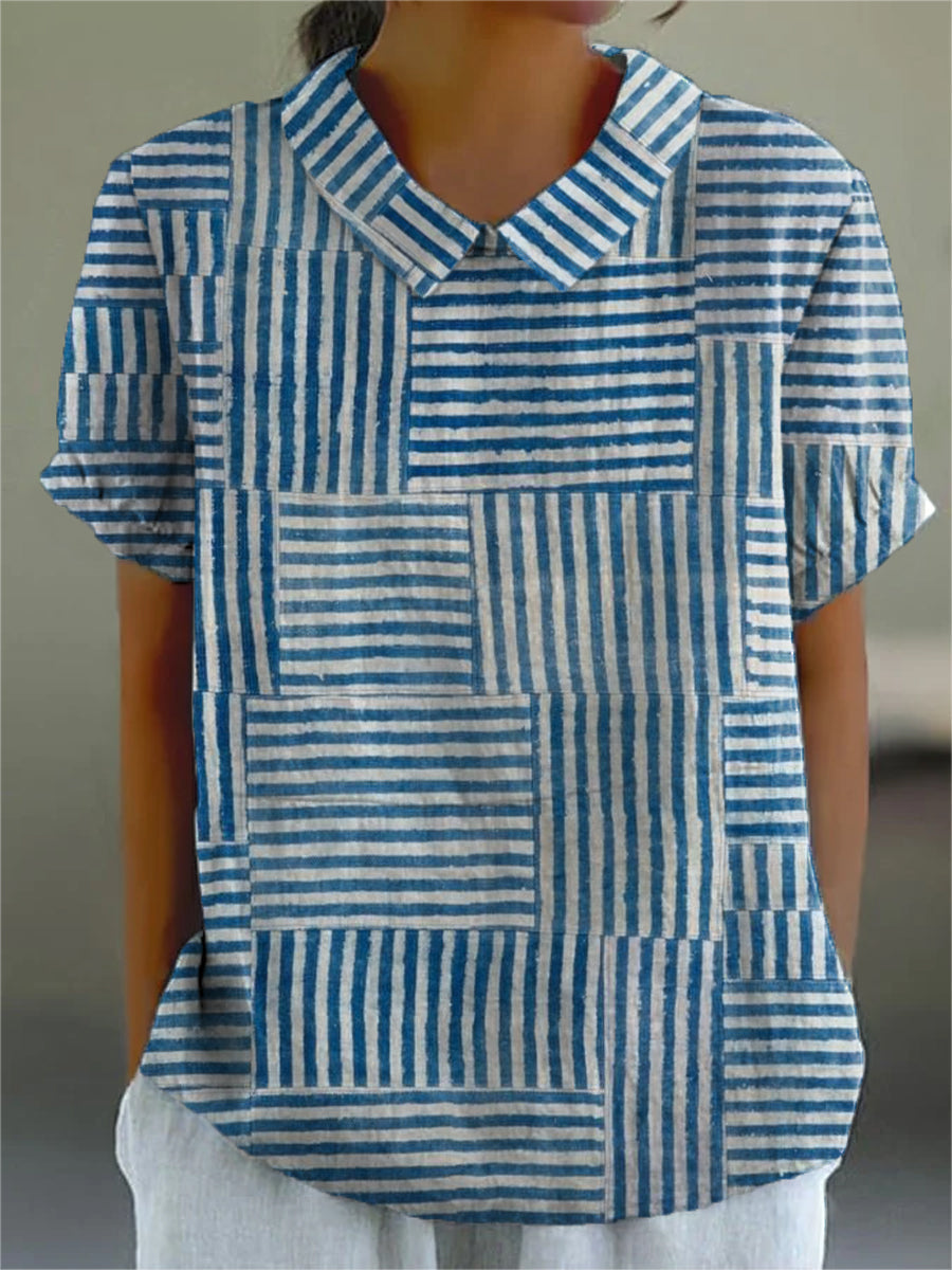 Amelia™ | Striped Patchwork Shirt