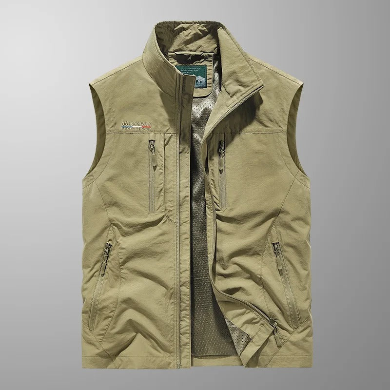 Robin | Herren Cargoweste mit Stehkragen und Zipptaschen — Utility-Vest in 6 Farben M–3XL | Westmere