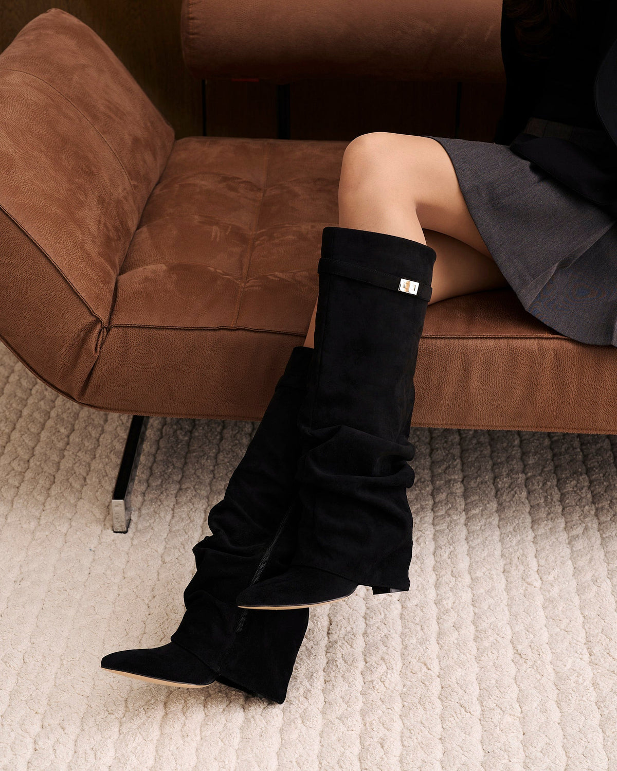 Jill Womens Knee High Boots with Hidden Heel