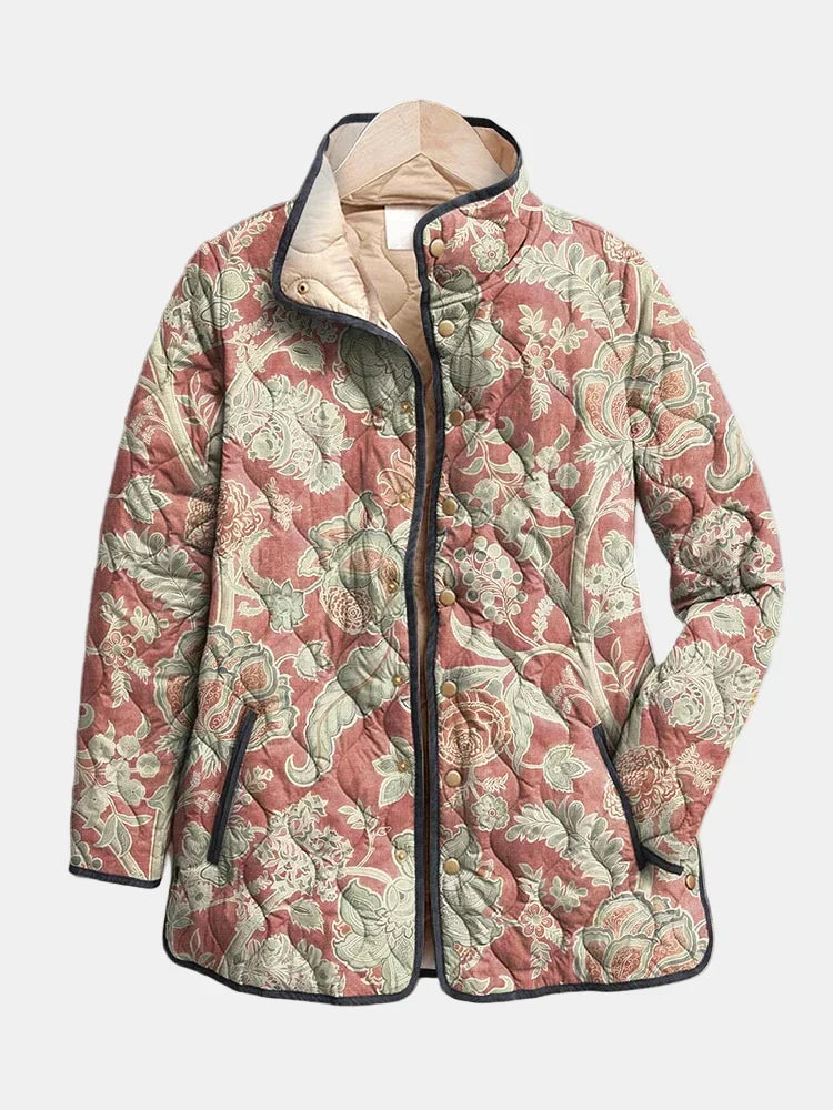 Women's Vintage Floral Quilted Jacket, Insulated | Nostalgic Print, Relaxed Layering Cut | Multicolor | S–3XL