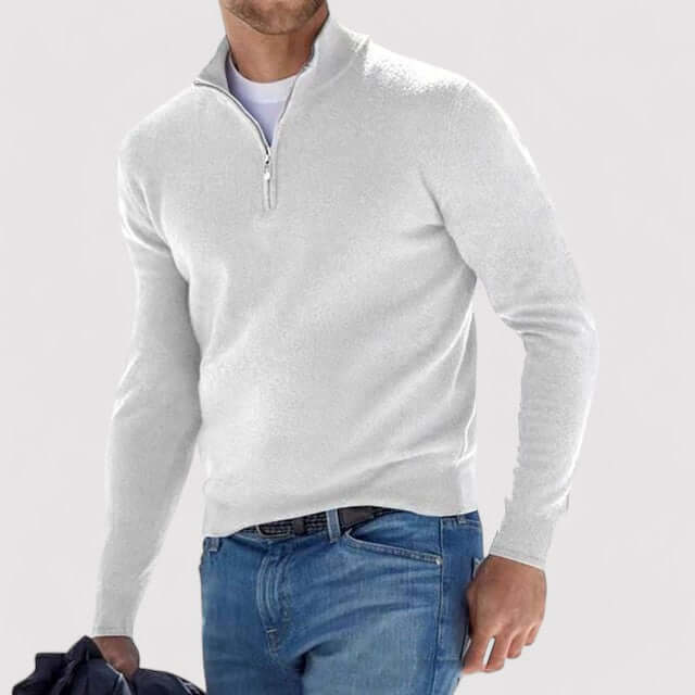 Jacob Mens Half-Zip Sweater, Lightweight Warmth in White