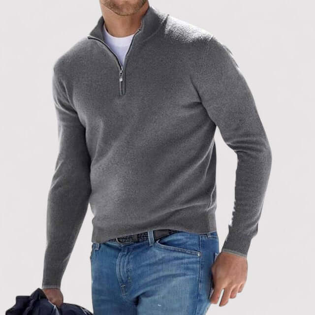 Jacob Mens Half-Zip Sweater, Lightweight Warmth in Gray