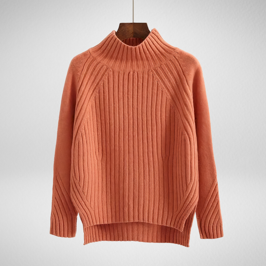 Floryn | Women's Ribbed Knit Mock Neck Sweater — Vertical Rib Pullover in 5 Colors | Westmere