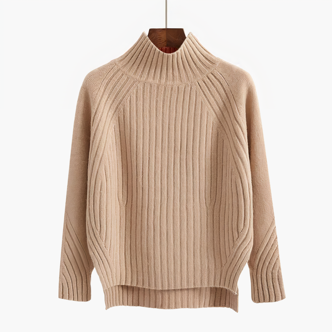 Floryn | Women's Ribbed Knit Mock Neck Sweater — Vertical Rib Pullover in 5 Colors | Westmere