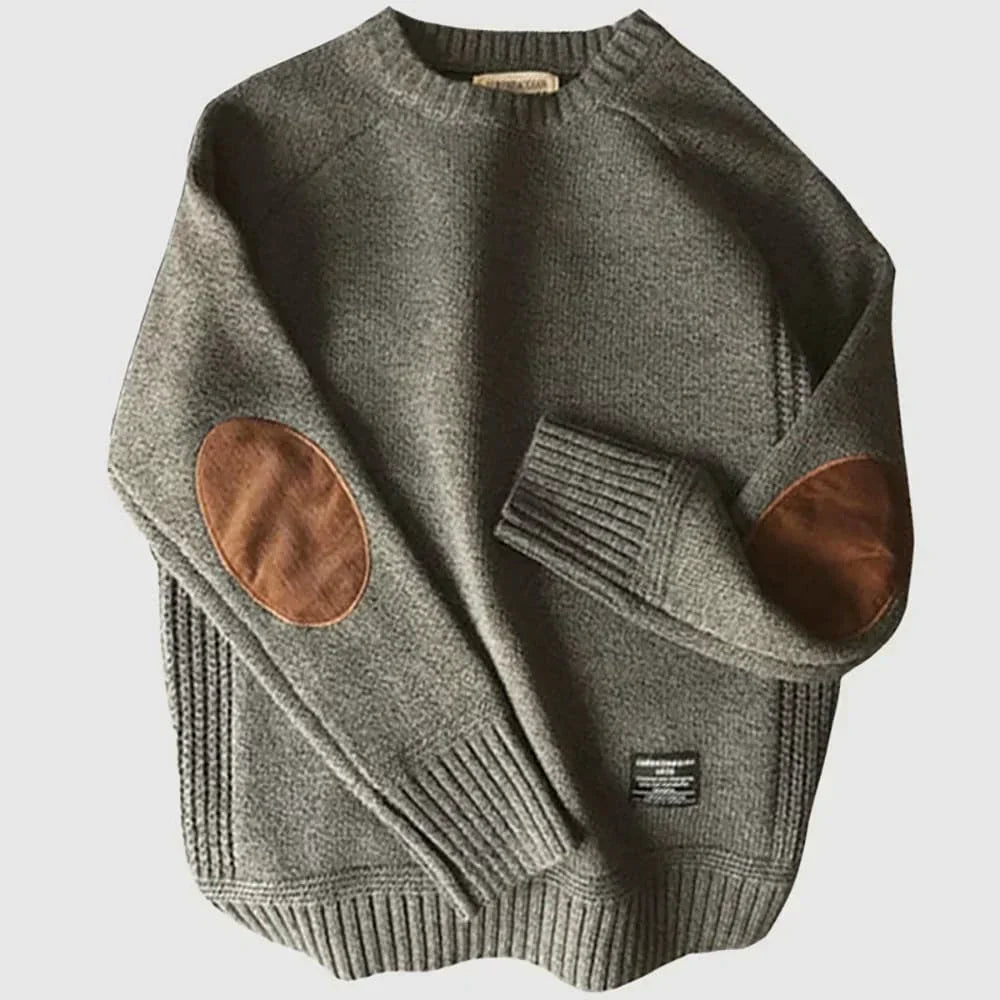 Fabian | Herren Klassischer Strickpullover mit Ellbogenpatches — Winter-Knit in 4 Farben | Westmere