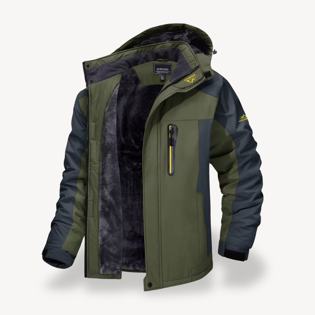 Jay Mens Fleece Lined Winter Jacket with Hood in Green