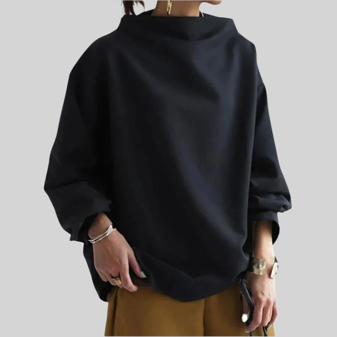 Halvara | Women's Oversized Mock Neck Sweater — Relaxed Long-Sleeve Layering Pullover | Westmere