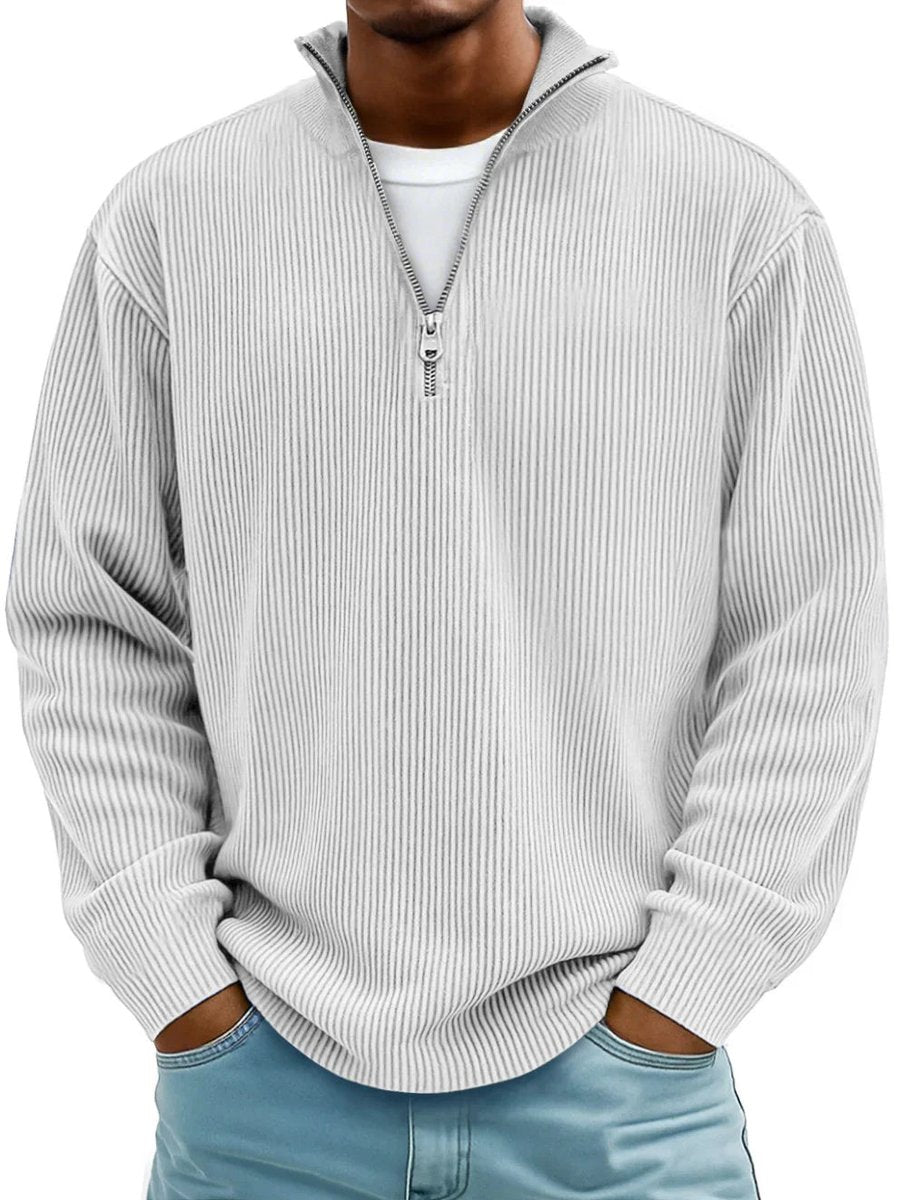 Fabian | Herren Gerippter Half-Zip Stehkragen Pullover — Formstabiler Rippstrick in 10 Farben | Westmere
