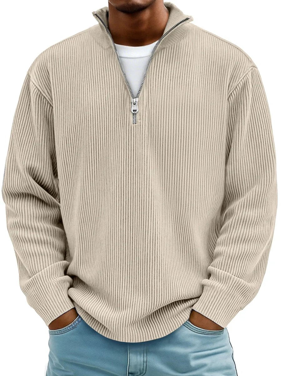 Fabian | Herren Gerippter Half-Zip Stehkragen Pullover — Formstabiler Rippstrick in 10 Farben | Westmere