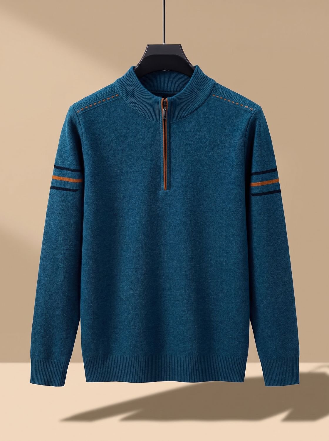 Simon | Herren Half-Zip Stehkragen Pullover — Klassisches Design mit Kontrastnähten in 4 Farben | Westmere