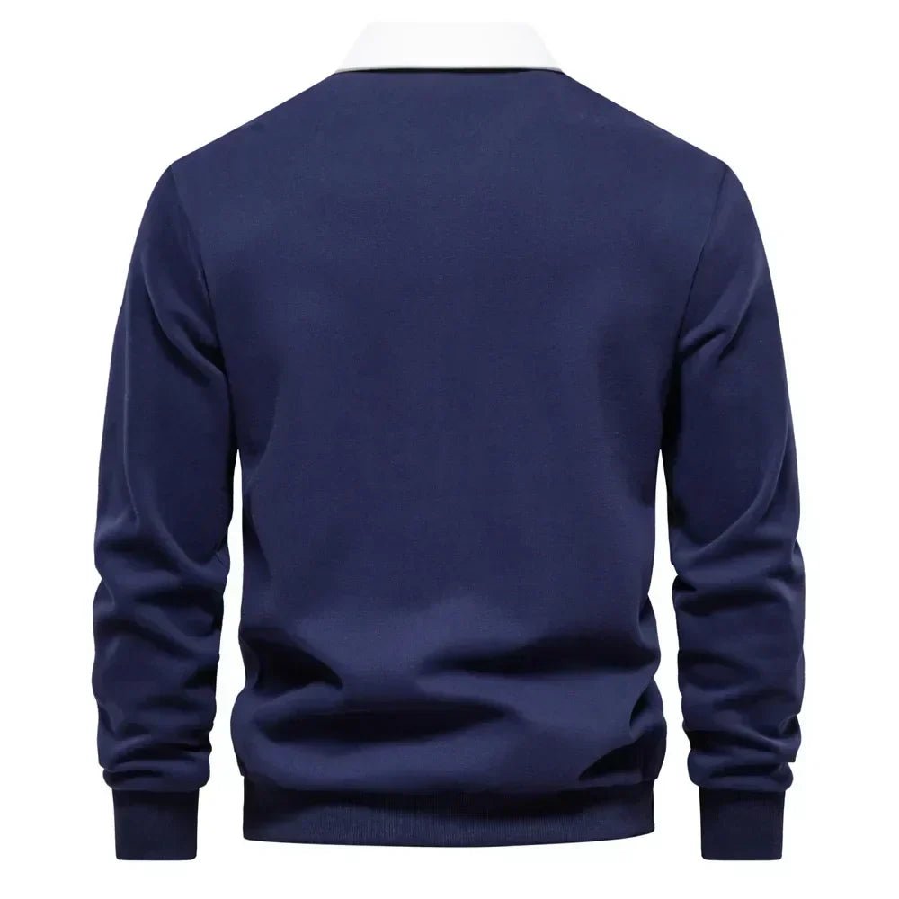 Sebastian | Herren Langarm-Polo Pullover — Tailored Fit mit Kontrastkragen in 6 Farben | Westmere