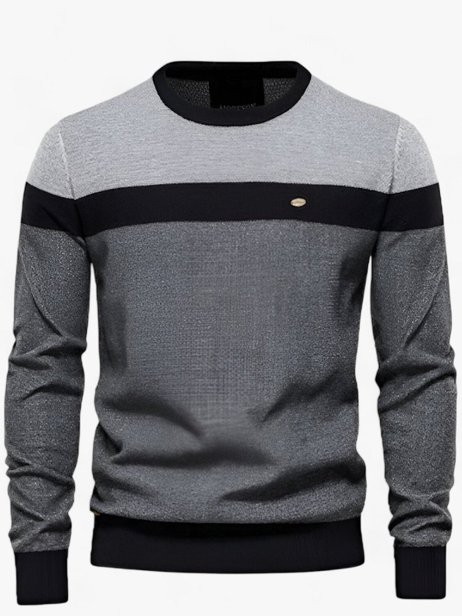 Tobias | Herren Colorblock Baumwoll Rundhals Pullover — Weiches Strickdesign in 4 Farben | Westmere