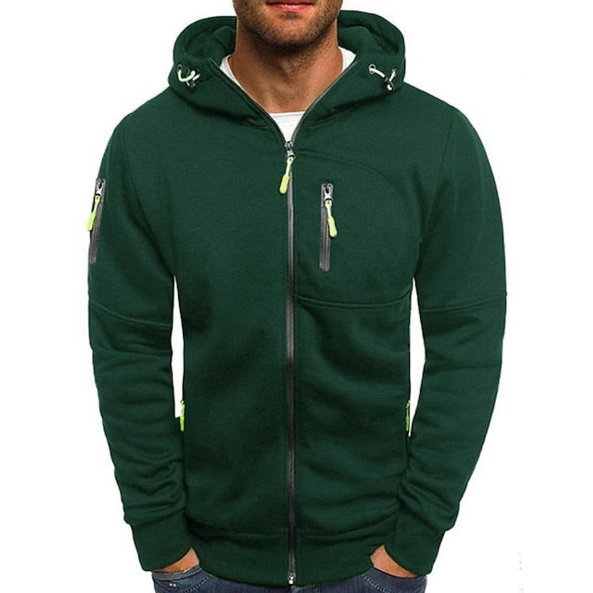 Simon | Herren Zip-Up Kapuzenpullover — Kordelzug mit Fronttaschen und Brust-Reißverschluss in 9 Farben | Westmere