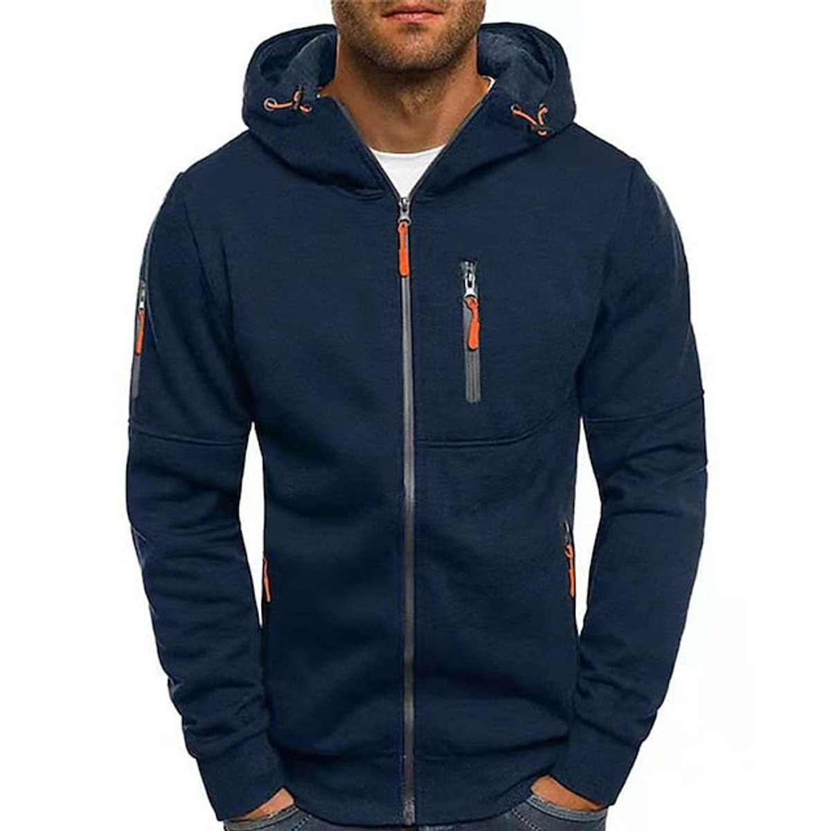 Simon | Herren Zip-Up Kapuzenpullover — Kordelzug mit Fronttaschen und Brust-Reißverschluss in 9 Farben | Westmere