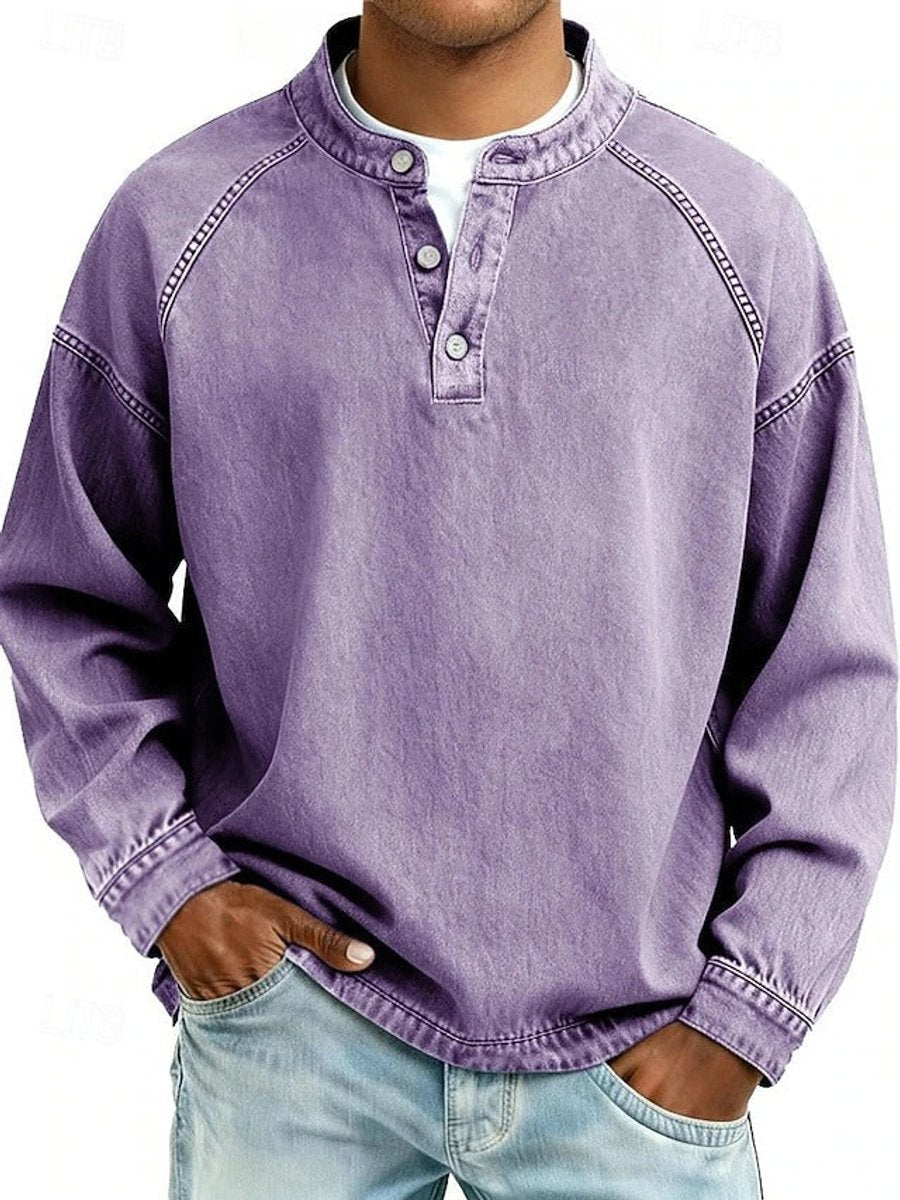 Dominik | Herren Retro Henley Knit Sweater — Used-Look mit Raglanärmeln in 10 Farben | Westmere