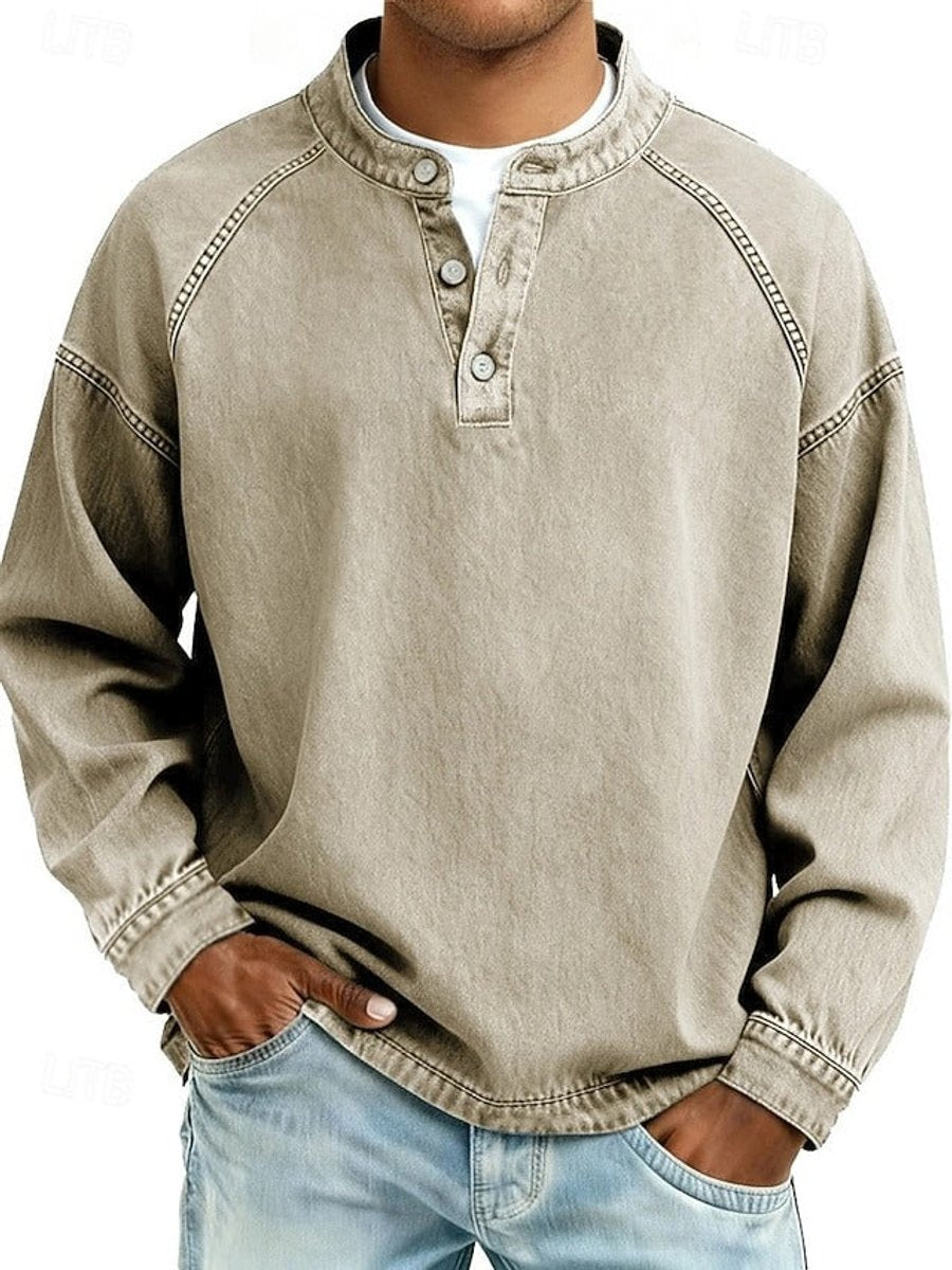 Dominik | Herren Retro Henley Knit Sweater — Used-Look mit Raglanärmeln in 10 Farben | Westmere
