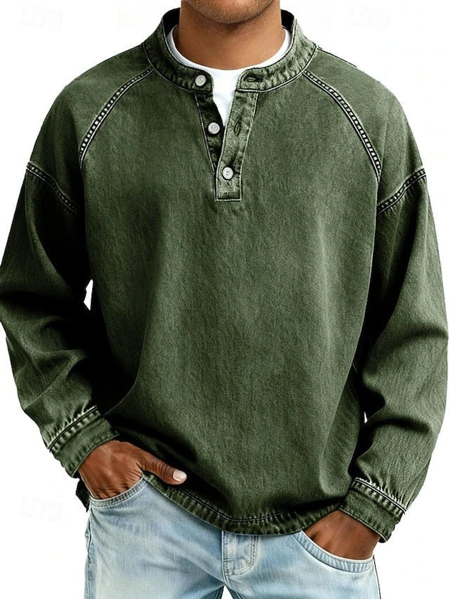 Dominik | Herren Retro Henley Knit Sweater — Used-Look mit Raglanärmeln in 10 Farben | Westmere