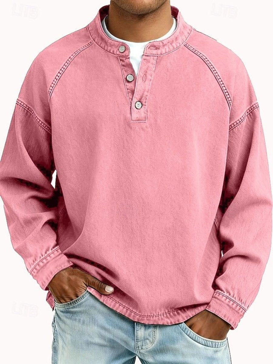 Dominik | Herren Retro Henley Knit Sweater — Used-Look mit Raglanärmeln in 10 Farben | Westmere
