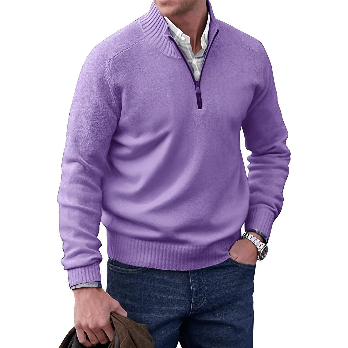 Elias | Herren Strick-Sweater Regular-Fit Quarter-Zip Pullover — Klassischer Winter-Knit in 10 Farben | Westmere