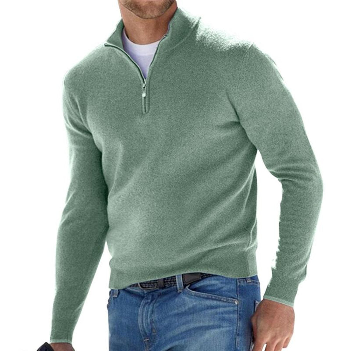 Dominik | Herren Half-Zip Strickpullover Regular Fit — Rippenbündchen mit Layering-Kragen in 6 Farben | Westmere