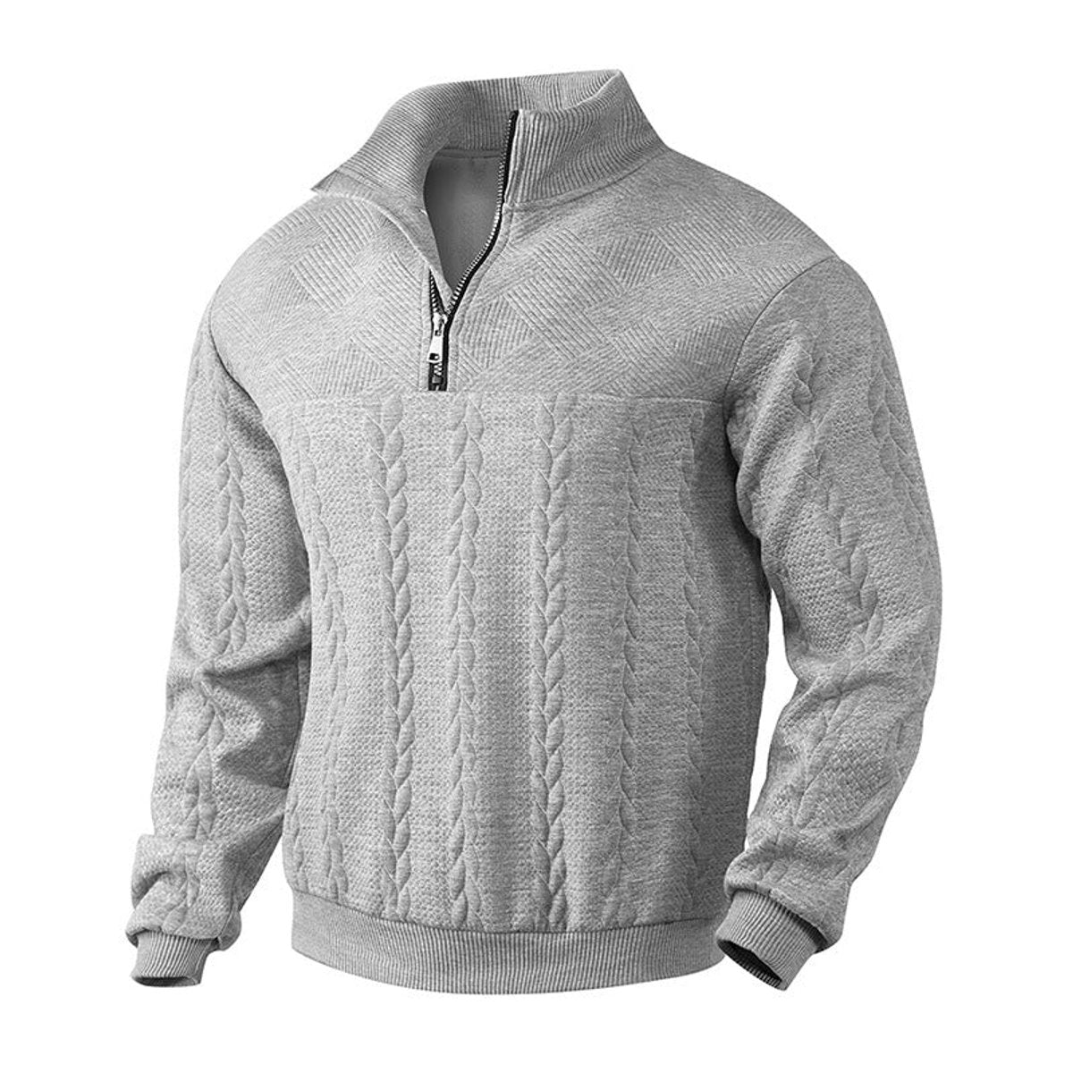 Andreas | Herren Zopfstrick Quarter-Zip Pullover — Metallreißverschluss mit Rippbündchen in 5 Farben | Westmere