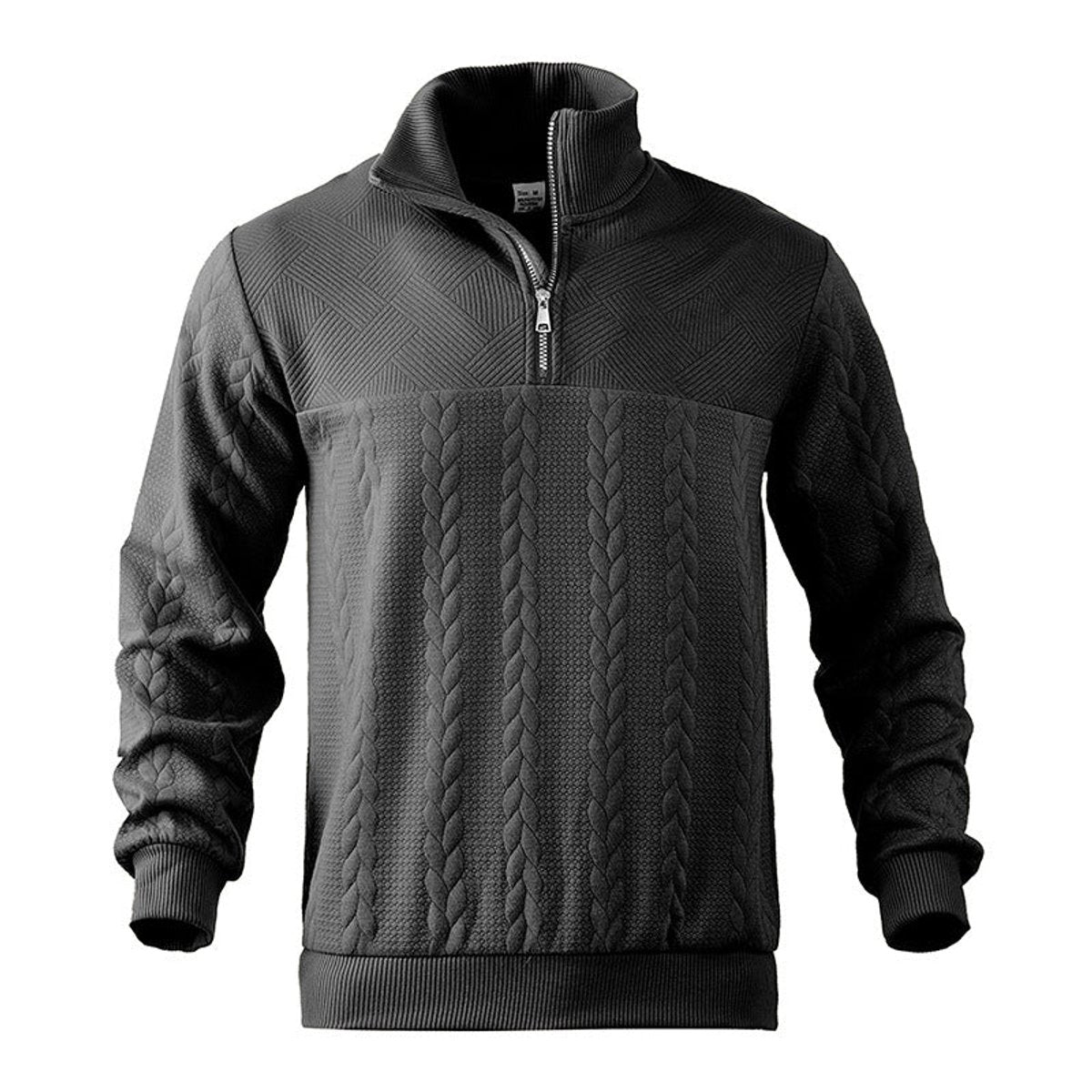 Andreas | Herren Zopfstrick Quarter-Zip Pullover — Metallreißverschluss mit Rippbündchen in 5 Farben | Westmere