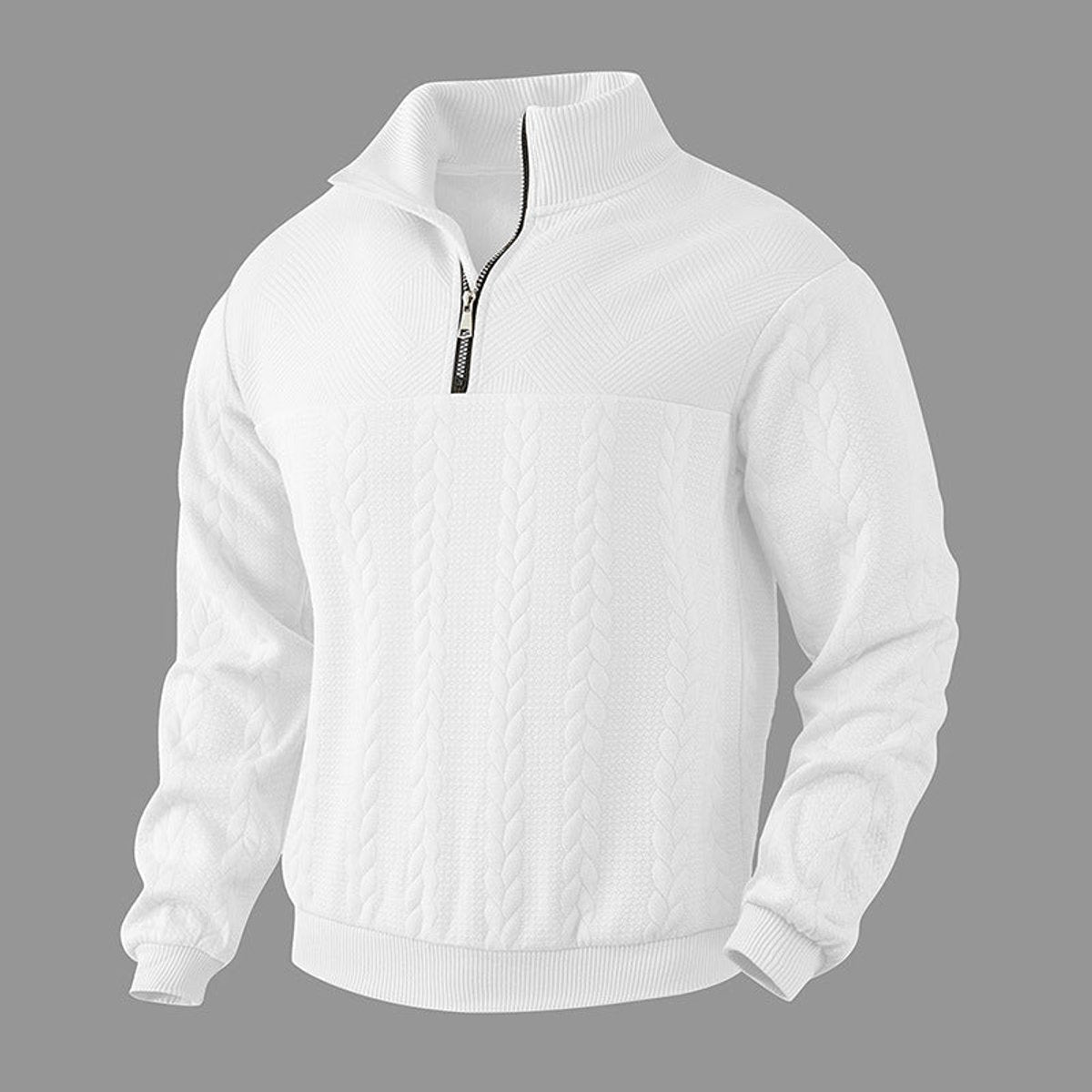 Andreas | Herren Zopfstrick Quarter-Zip Pullover — Metallreißverschluss mit Rippbündchen in 5 Farben | Westmere