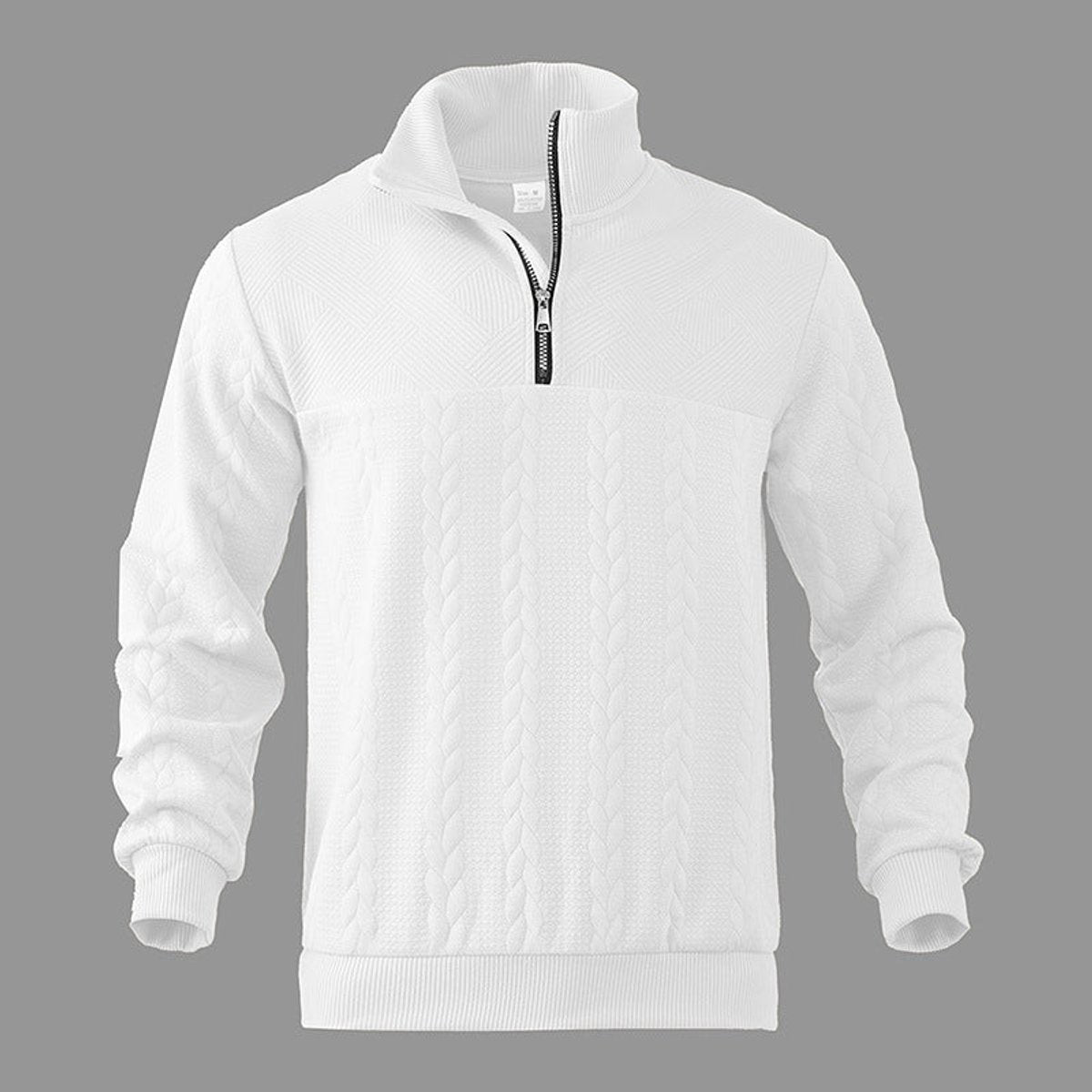 Andreas | Herren Zopfstrick Quarter-Zip Pullover — Metallreißverschluss mit Rippbündchen in 5 Farben | Westmere